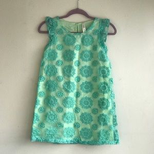 Cherokee Teal and Light Green Lace Overlay Dress
